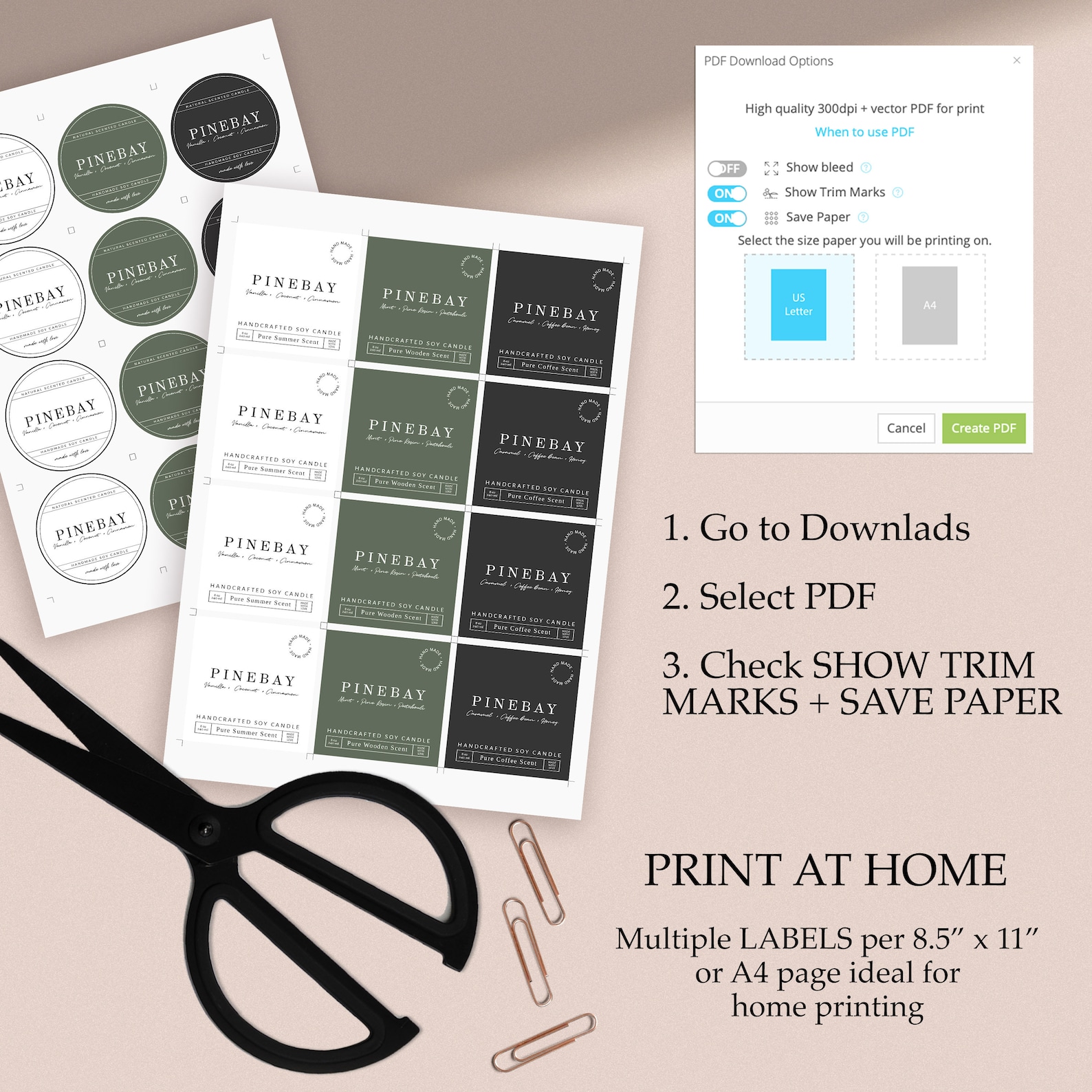 Editable Candle Business Branding Kit, Candle Branding Bundle, DIY