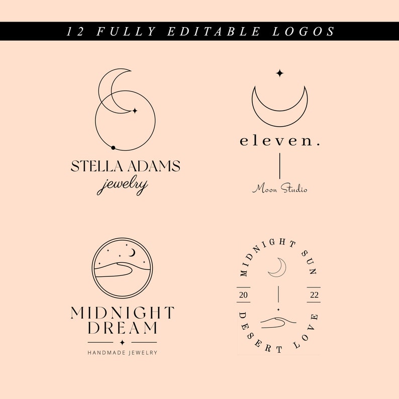 Editable Modern Logo Template 12 Custom Logo Designs DIY | Etsy