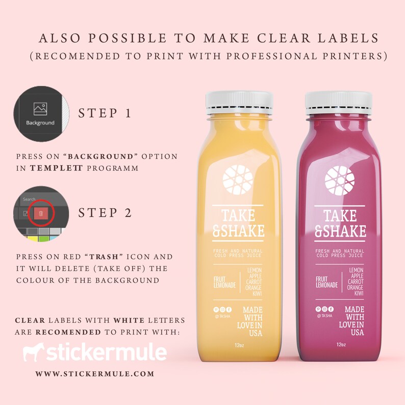 Editable Juice Bottle Label Template Custom Juice Sticker - Etsy