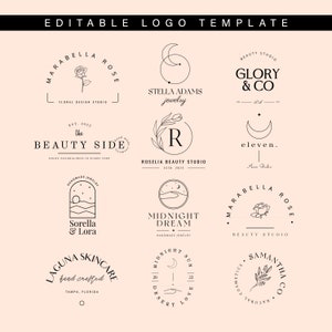 Editable Modern Logo Template, 12 Custom Logo Designs, DIY Boho Logo Design, Editable Logo Bundle, Beauty Business Logo, Small Business Logo