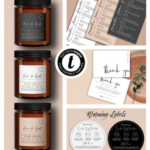 Editable Candle Label Kit, DIY Candle Branding Template, Modern Candle Label Design, Customisable Candle Labels