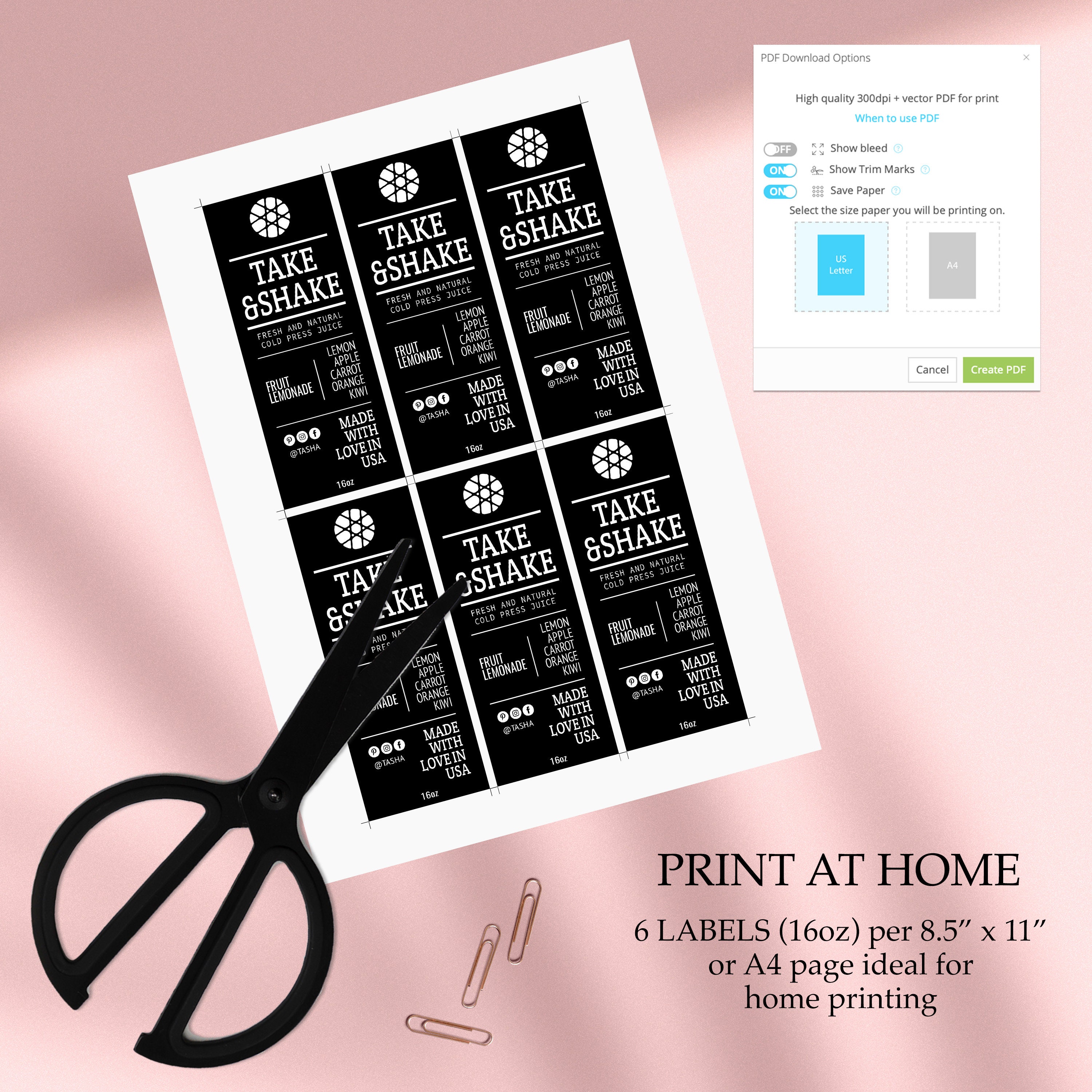 Editable Juice Bottle Label Template Custom Juice Sticker - Etsy