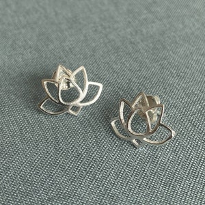 Sterling Silber Lotus Ohrringe, handgemachter Schmuck