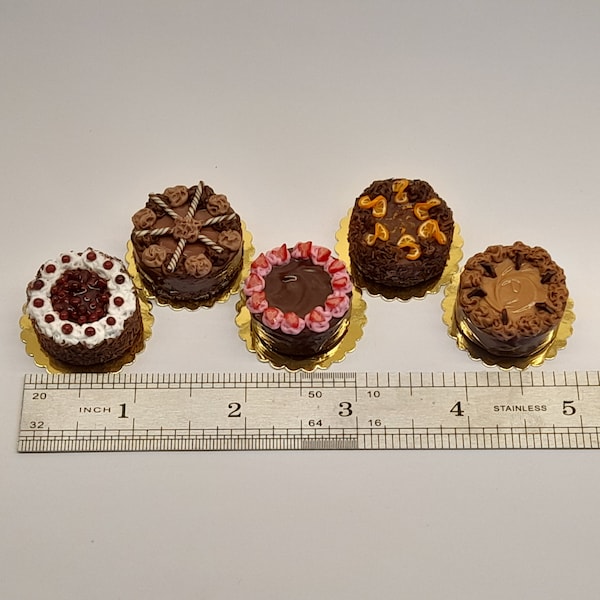 Miniature Cakes Gooey Gateaux Chocolate Collection Various Dolls House Cakes 12th Scale