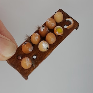Miniature Food Farm Fresh Egg Rack –  Realistic Handmade Dollhouse 12th Scale Kitchen Accessory