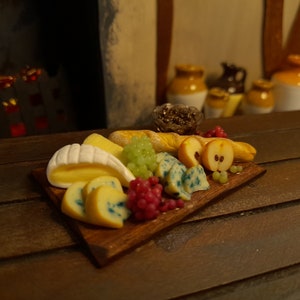 Miniature Cheese Selection Tudor Board Dolls House Food Handmade 1/12 Scale