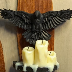 Dolls House Raven Gothic Wall Sconce with Melted Candles 12th Scale