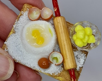 Miniature Food Pastry Making Scene – Realistic Handmade Dollhouse 12th Scale