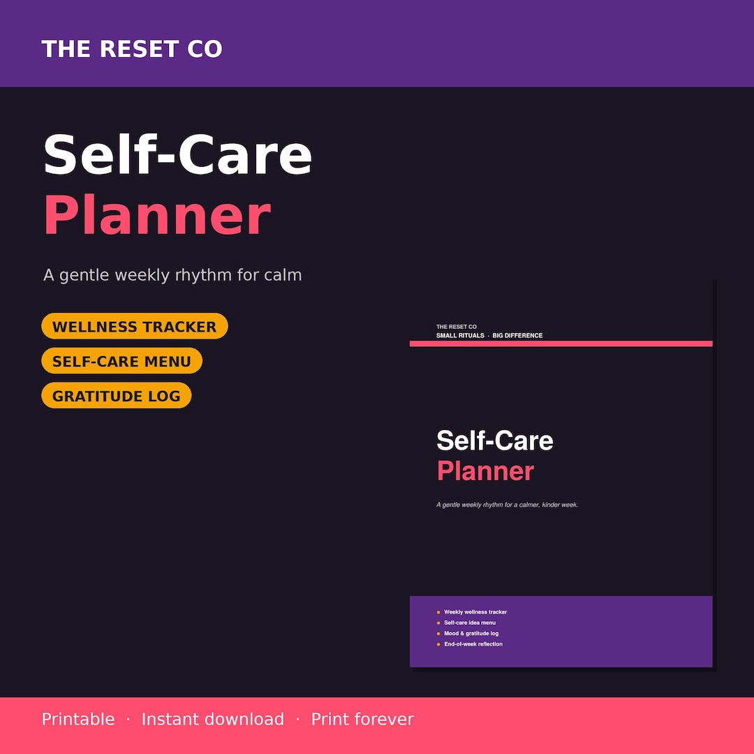 Self Care Planner Printable | Weekly Wellness Tracker, Mood & Gratitude ...