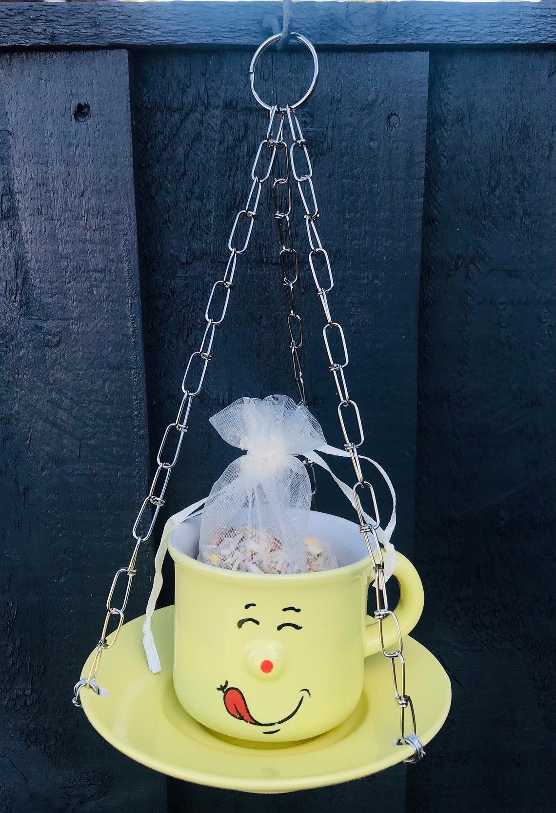 Hanging tea cup bird feeder Etsy