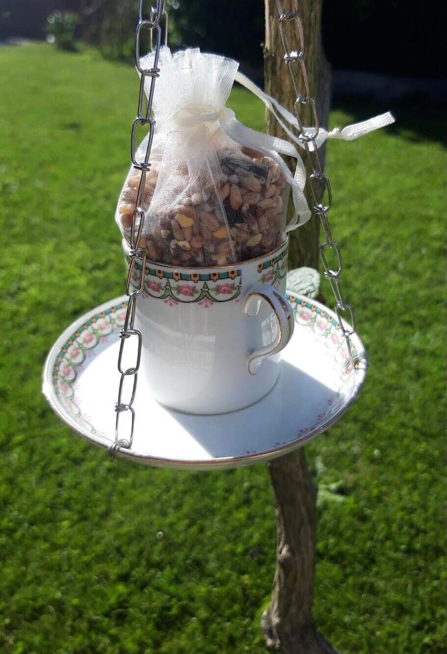 Hanging tea cup bird feeder Etsy