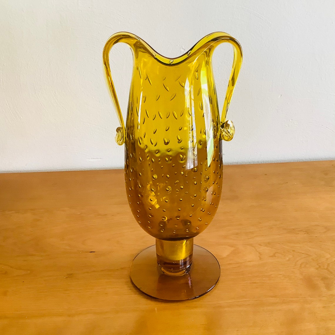 Murano Glass Vase Amber Glass Vase Control Bubbles Two Etsy