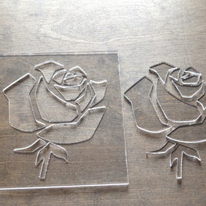 Rose Router Template, Router Inlay Template,  Clear Acrylic, Router Jig, Woodworking Template, Craft Template