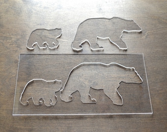 Bear And Cub Router Template, Router Inlay Template, Clear Acrylic, Router Jig, Woodworking Template, Craft Template