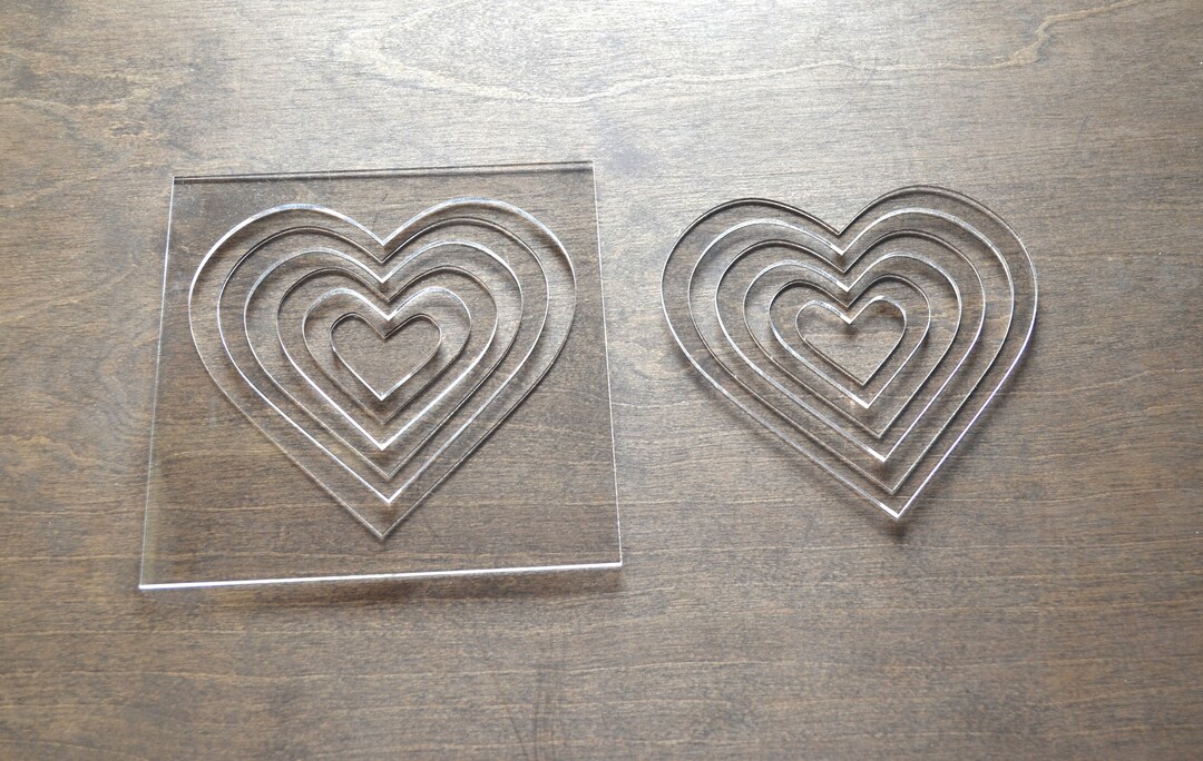 Multi Heart Router Template, Router Inlay Template, Clear Acrylic