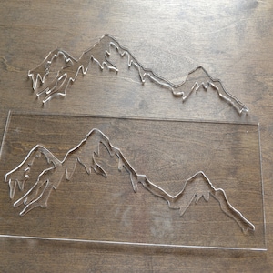 Sjabloon bergfrees, inlegwerk bergketen, helder acryl, mal, sjabloon voor houtbewerking of ambacht
