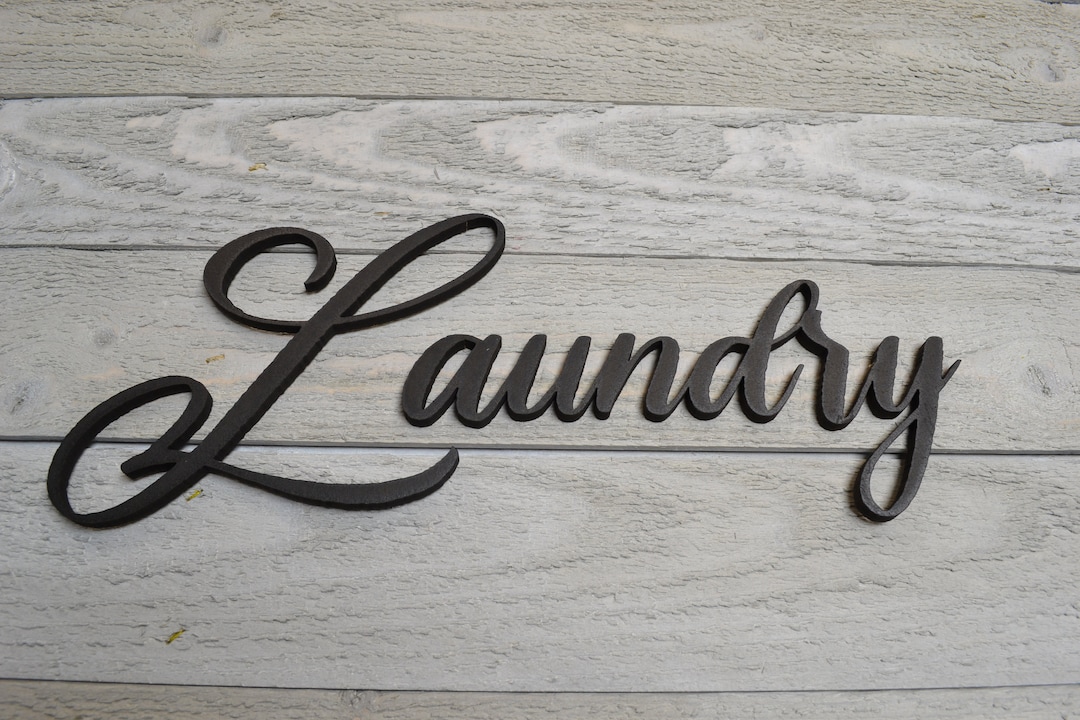 Laundry Word Sign, Cursive Word Sign, Laundry Wooden Sign, Laundry Word