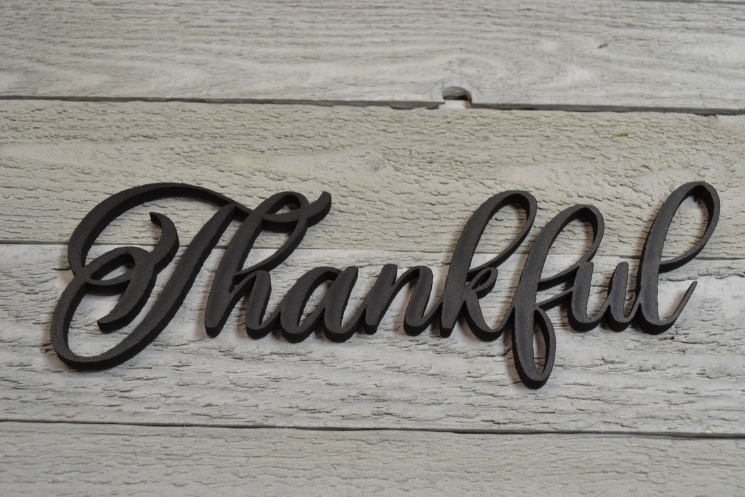 Thankful Word Sign, Cursive Word Sign, Wood Sign, Thankful Word Cutout ...
