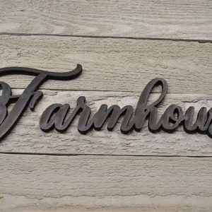 Farmhouse Word Sign, Cursive Word Sign Farmhouse Wall Art, Kitchen Decor, Word Signage, Laser Word Cutout, Farmhouse, Rustic Word Cutout