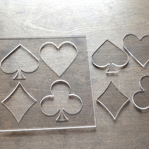 Card Suits Router Template, Router Inlay Template, Clear Acrylic, Router Jig, Woodworking Template, Craft Template