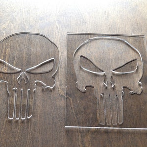 Punisher Router Templates, Inlay Template Clear Acrylic, Router Jig, Woodworking or Craft Template