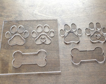 Paw And Bone Router Template, Router Inlay Template, Clear Acrylic, Router Jig, Woodworking Template, Craft Template