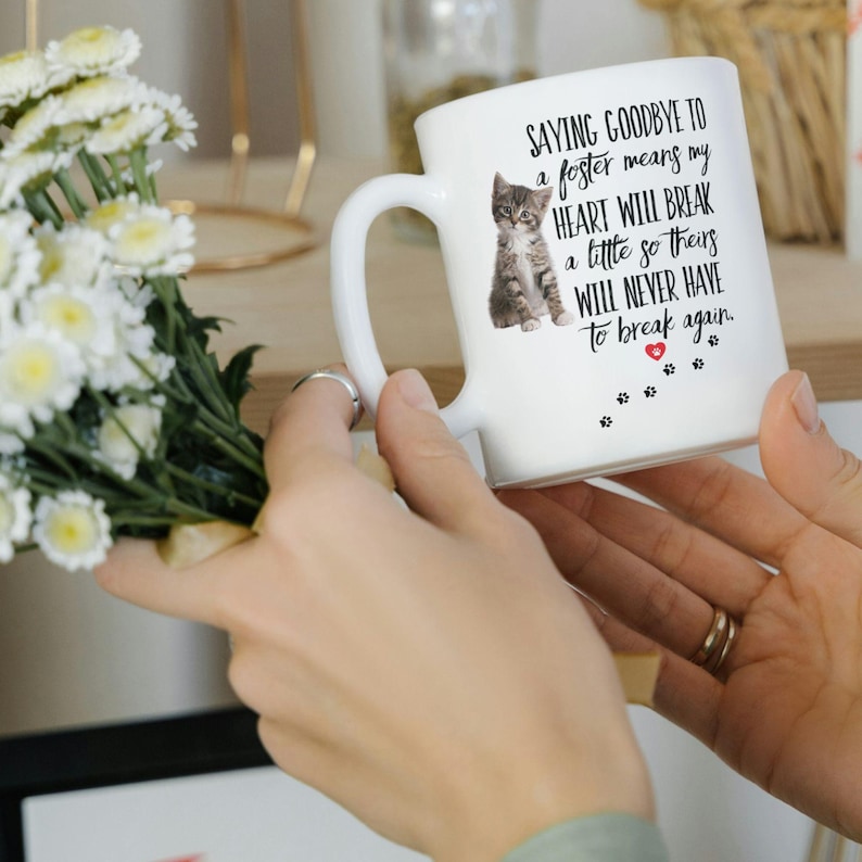 Saying GOODBYE to a FOSTER Cat Coffee Mug - kittens rescue thank you gift, Kitten Foster Mom,Animal Shelter Volunteer, Animal rescue mama image 4