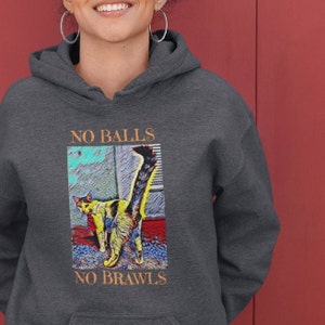 TNR RESCUE-hoody sweater No Balls No Brawls, Trap onzijdige terugkeer, Trap onzijdige vrijlating, sterilisatie shirt, verdwaalde verdwaalde katten verdwaalde katten