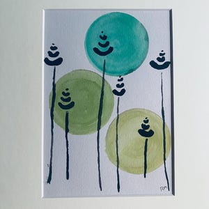 8x10 Mixed Media on paper | Minimalist decor | Botanical Silhouette