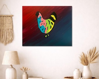16x20 Acrylic on canvas | Rainbow Chicken