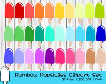 Rainbow Popsicle Clipart Set | Commercial use | PNG