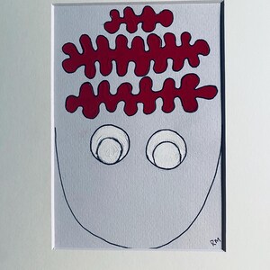 8x10 Acrylic on paper | Abstract face | Squiggly brain
