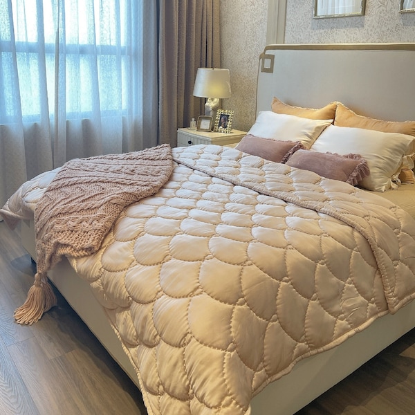 Luxury silk satin Bedding, silk bedding set queen handmade, Silk Comforter Cover