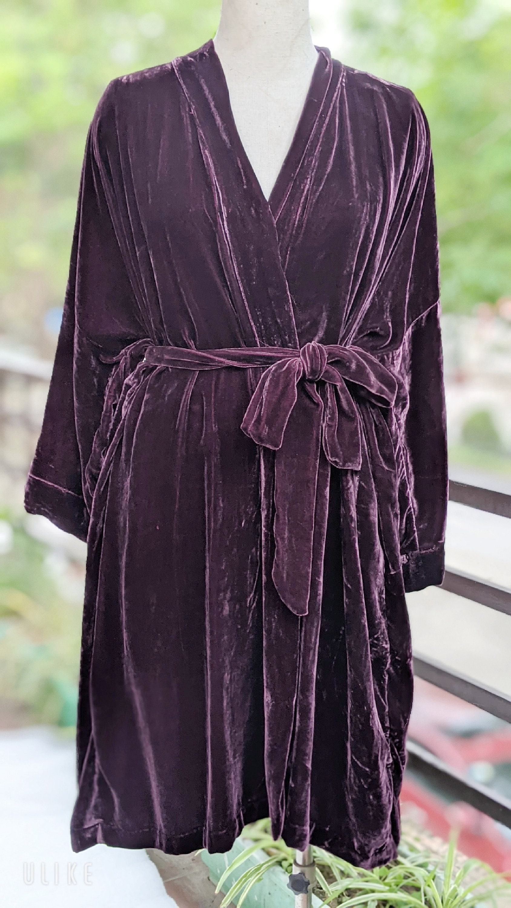 Silk Velvet Night Robe Indigo silk velvet kimono indigo blue Etsy