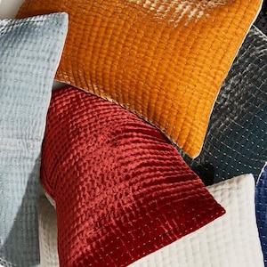 Silk velvet and linen lumbar cushion, silk velvet and linen pillowcase