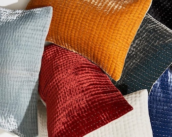 Silk velvet and linen lumbar cushion, silk velvet and linen pillowcase