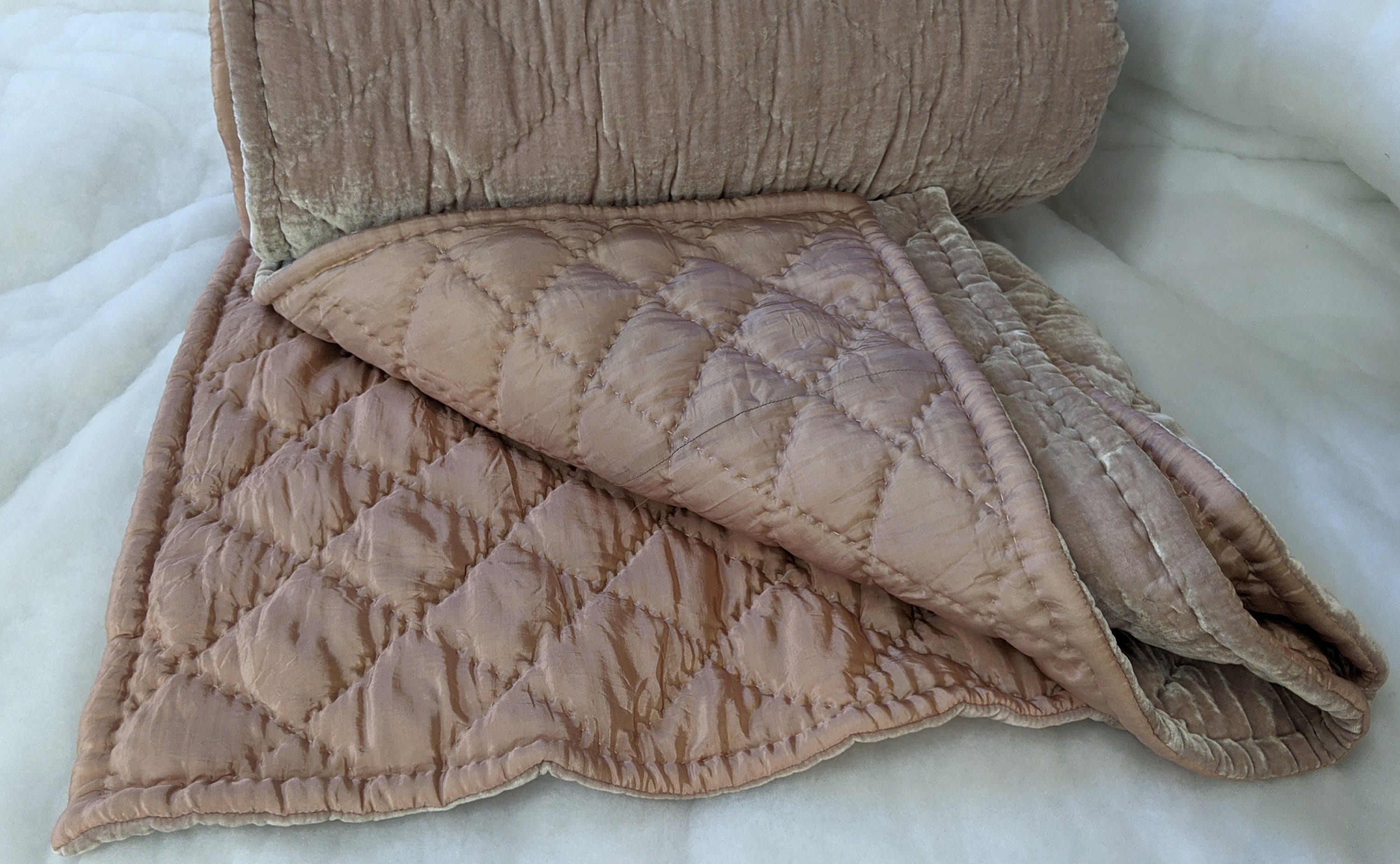 Silk Velvet Quilted Coverlet Luxury Comforter Soft Etsy