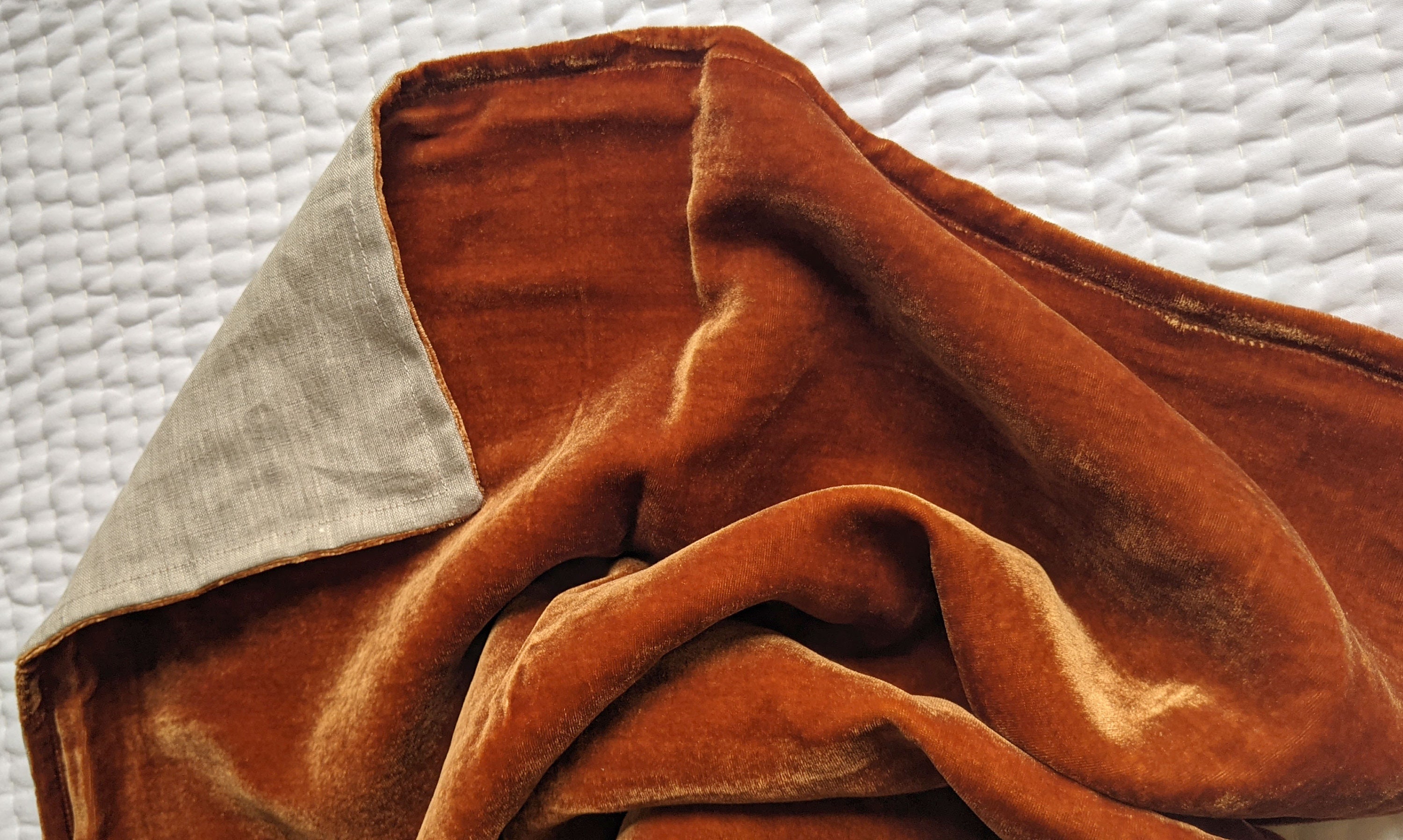 Silk Velvet Throw Blanket Coverlet Natural Linen Back Side No Etsy UK