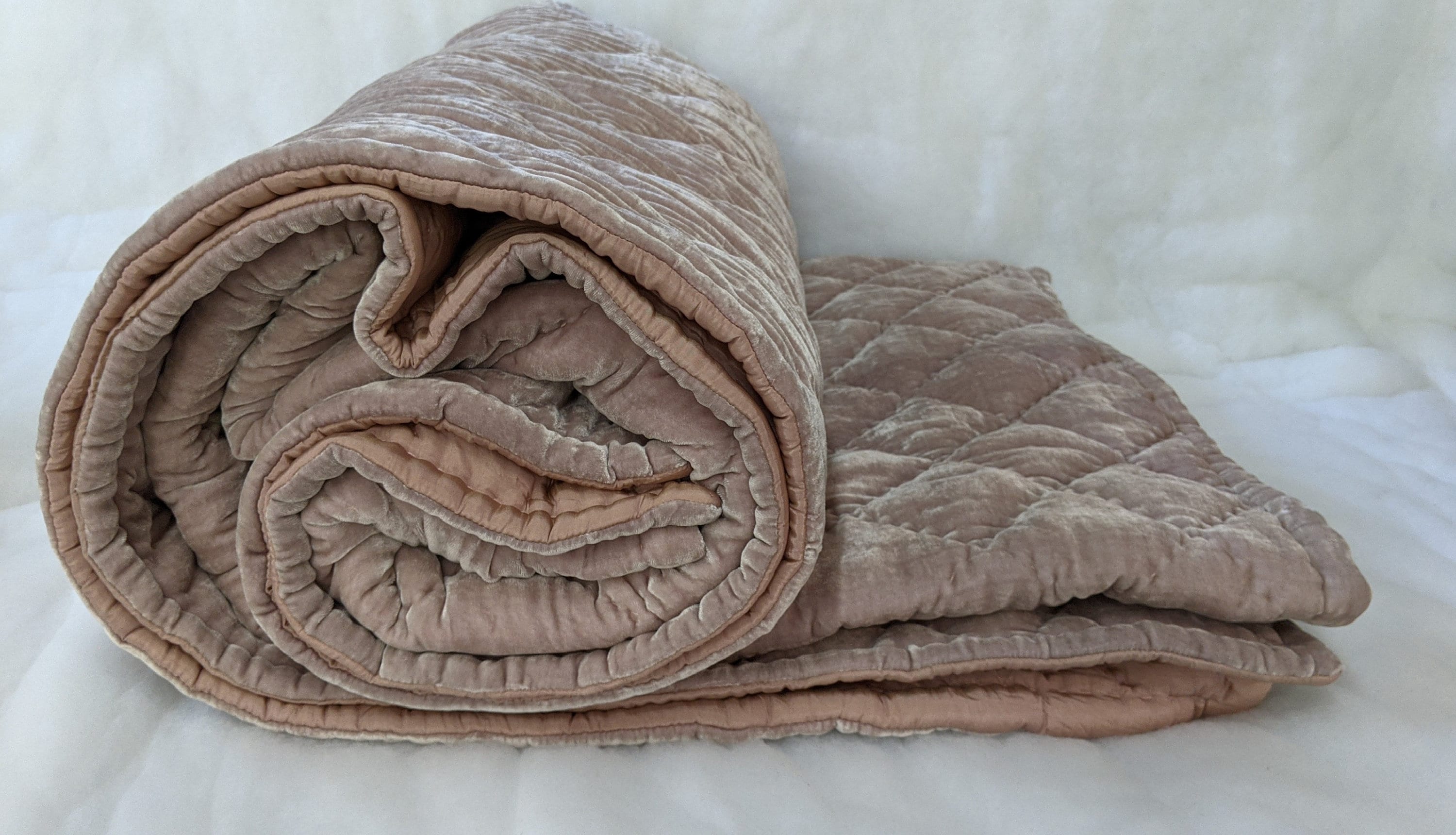 Silk Velvet Quilted Coverlet - Fog - King