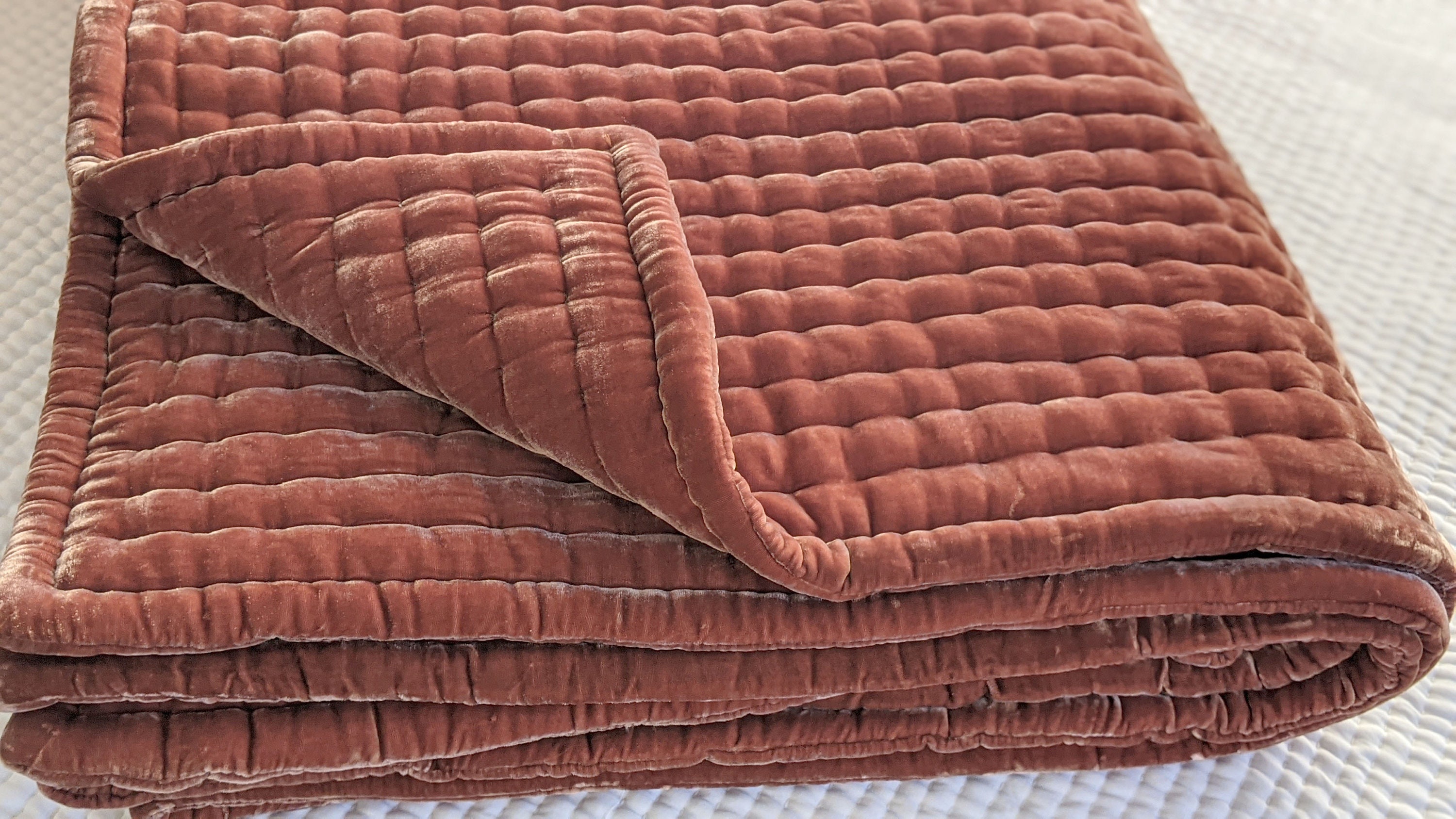 Blue Silk velvet throw Natural Silk Velvet Quilted Etsy