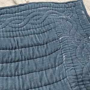 Sky blue Silk velvet throw, Natural Silk Velvet Quilted Blanket,Soft Duvet, Quilted Bedspread, Hand-stitched Throw,  bed runner