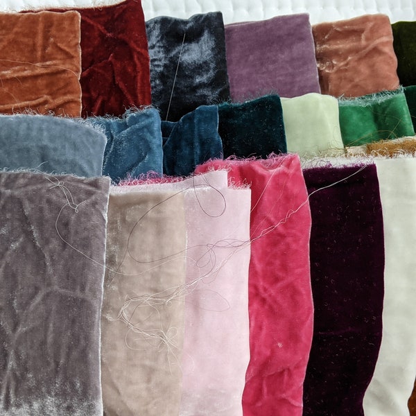 Zijden fluwelen swatches, Silk Velvet Scraps, pak van zijde fluweelVelvet Lint, Kleine Aangepaste Maat Fluweel voor Craft / Doll Dress / Scrunchies / Quilt