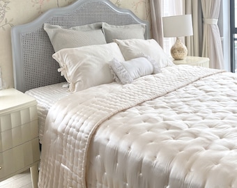 Luxury silk satin Bedding, silk bedding set queen handmade, Silk Comforter  Cover