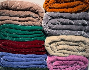 Silk Velvet Quilted Coverlet, Luxury Comforter, Soft Bedspread, Silk velvet Throw, Hand-stitched Blanket/Bed Cover made in Vietnam