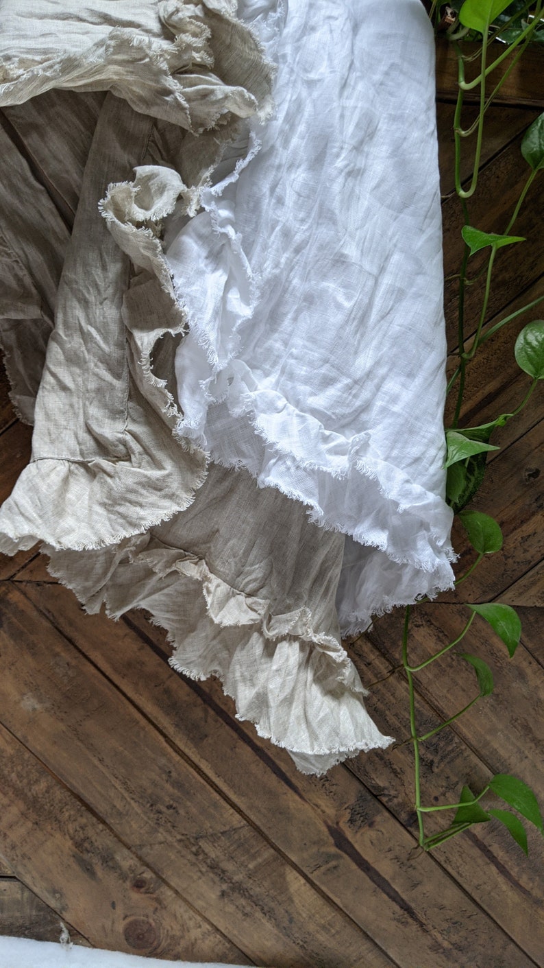 Ruffled Linen Pillowcases / Linen Pillow Case With Ruffle / Etsy