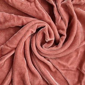 Dust pink Velvet Fabric by the Yard/Meter, Silk and Rayon Velvet Fabric, Silk vevet fashion, Wholesale Silk velvet Fabric.