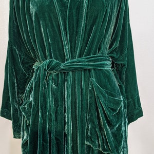 Silk Velvet Night Robe Rust orange silk velvet kimono,  kimono cardigan, hand-dyed  long duster, natural  silk velvet over-sized jacket