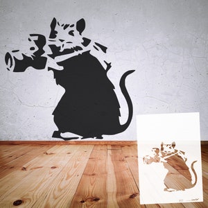 Stencil BANKSY street art collection B18-B26, in DIN A7/ A6 / A5 / A4 / A3 / A2 formats, template for art, wallart painting, handicrafts B22 Paparazzi Rat