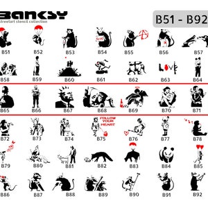 Schablone BANKSY Streetart, Auswahl B65-B71, DIN A7 / A6 / A5 / A4 / A3 / A2 Stencil für Graffiti, Airbrush, Vorlage für Wandbild, Kunst Bild 1