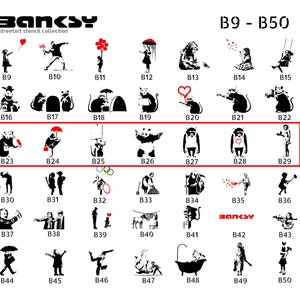 Schablone BANKSY Streetart, B23-B29, in Formaten DIN A7/ A6 / A5 / A4 / A3 / A2. Stencil für Airbrush, DIY Geschenk, Vorlage Bild 1